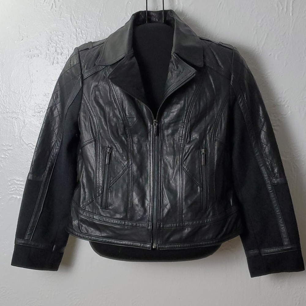Black leather Moto jacket - Picture 1 of 8